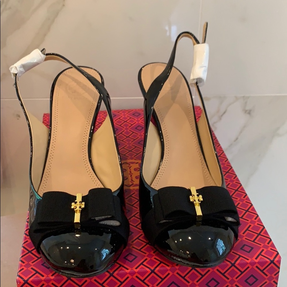 Tory Burch Patent Leather Sling back Wedge